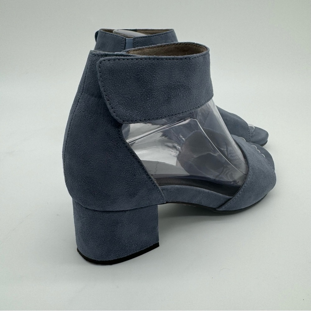 Jana Slate Blue Suede Block Heel Open Toe Ankle Strap Heels Size EU 37 H - Picture 13 of 13